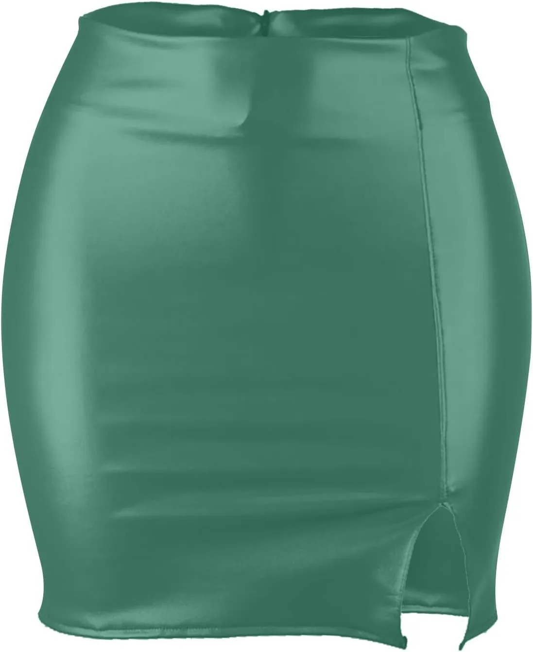 Stylish Women's Stylish Slim Fit Mini Skirt with Pockets Zipper PU Leather Casual High Waist Rave Club Outfit Crib Skirt