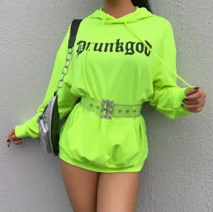 SXV  'DRUNKGOD’ Printed Cool Aesthetic Sweatshirt Hoodie