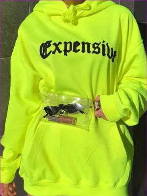 SXV  'EXPENSIVE’ Printed Cool Aesthetic Sweatshirt Hoodie