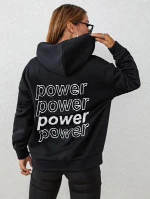 SXV  'POWER POWER POWER’ Printed Cool Aesthetic Sweatshirt Hoodie