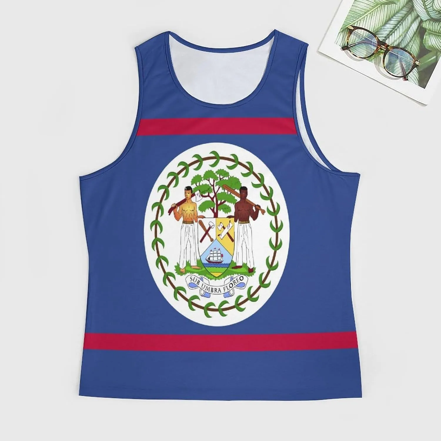TAIZIYEAH Dominican Flag Mens Workout Tank Tops Gym Loose Fit Sleeveless Shirt Summer Beach Crewneck Breathable Tees