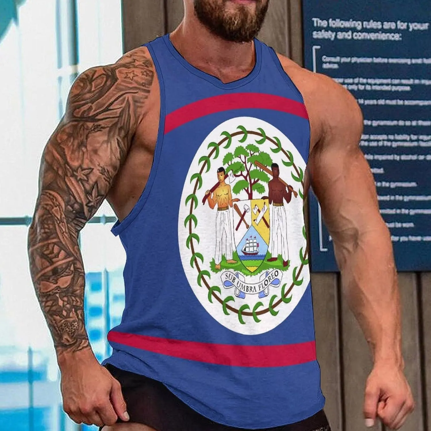 TAIZIYEAH Dominican Flag Mens Workout Tank Tops Gym Loose Fit Sleeveless Shirt Summer Beach Crewneck Breathable Tees