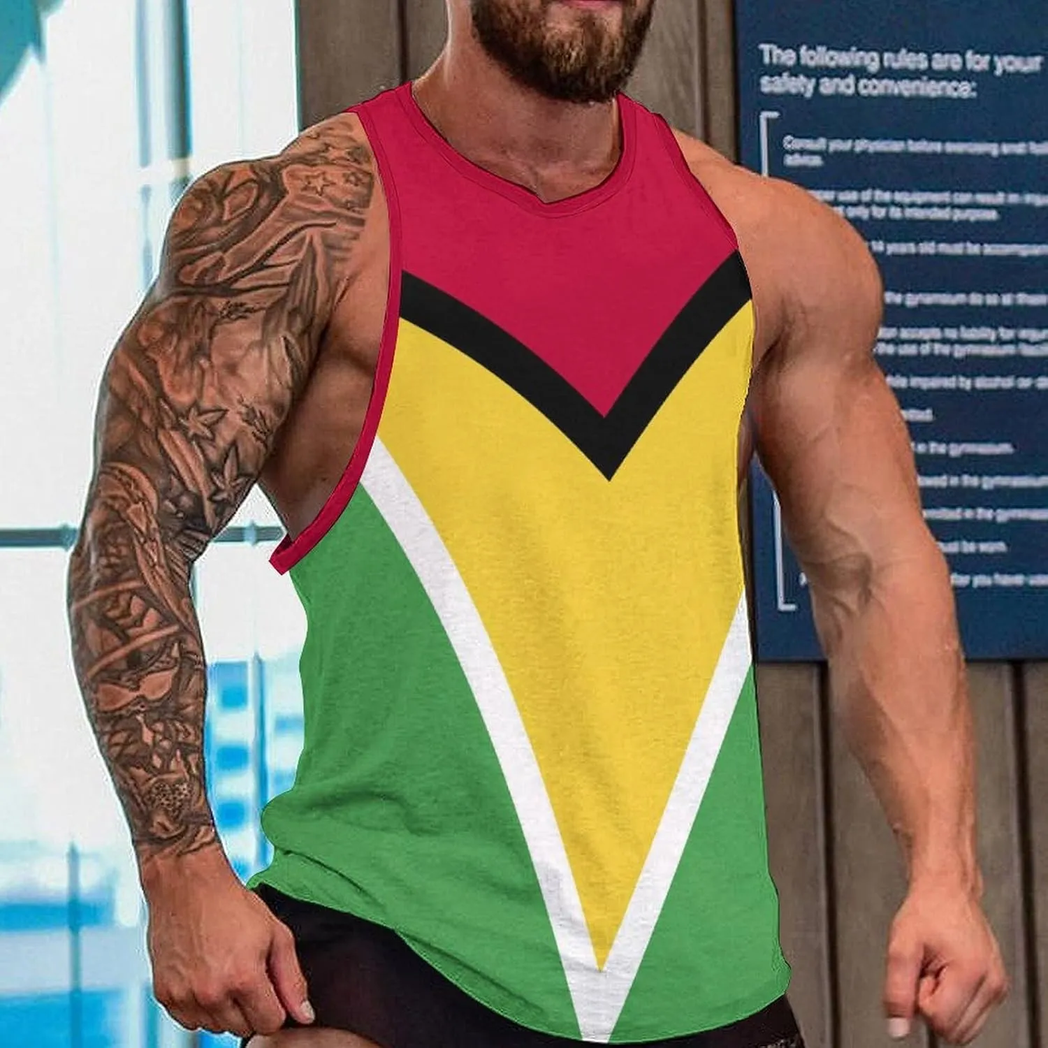 TAIZIYEAH Dominican Flag Mens Workout Tank Tops Gym Loose Fit Sleeveless Shirt Summer Beach Crewneck Breathable Tees