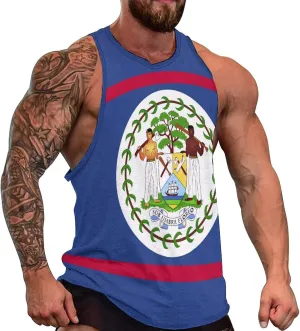 TAIZIYEAH Dominican Flag Mens Workout Tank Tops Gym Loose Fit Sleeveless Shirt Summer Beach Crewneck Breathable Tees
