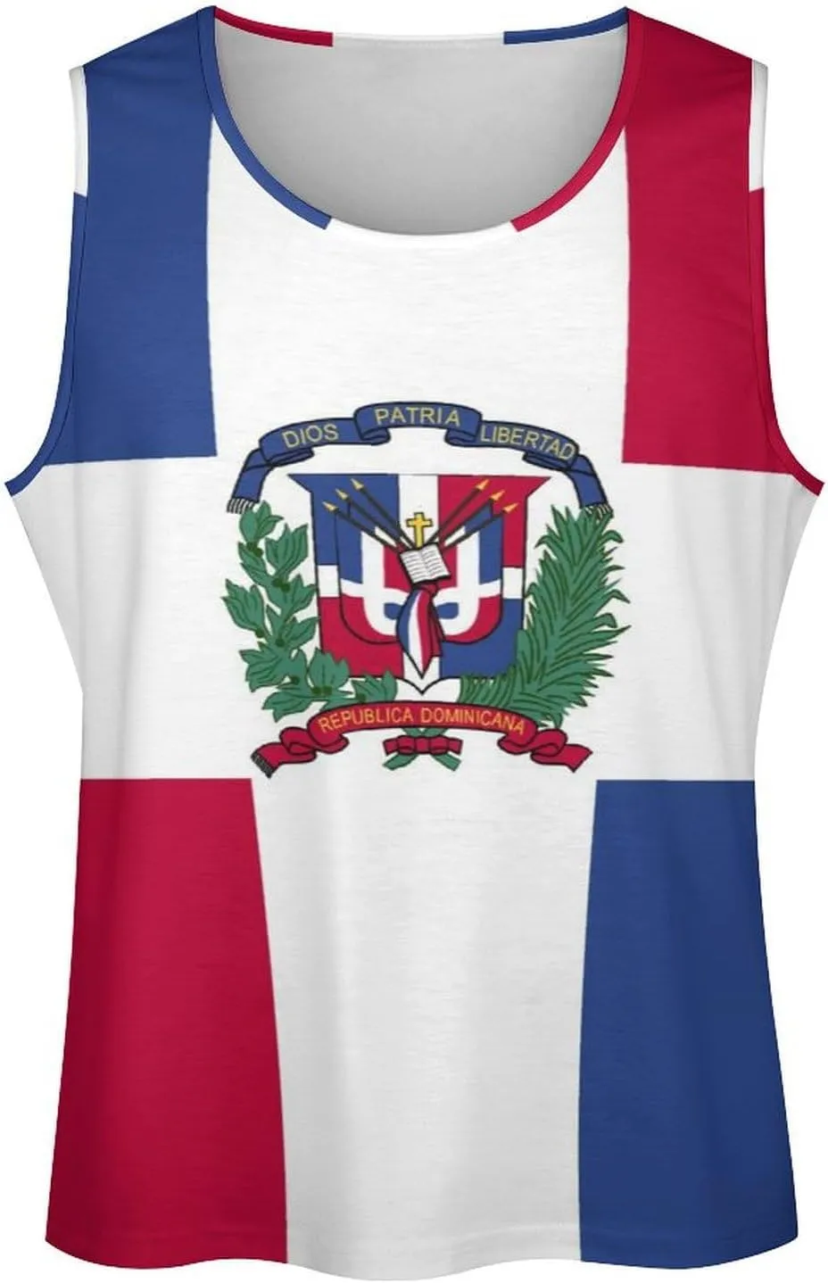 TAIZIYEAH Dominican Flag Mens Workout Tank Tops Gym Loose Fit Sleeveless Shirt Summer Beach Crewneck Breathable Tees