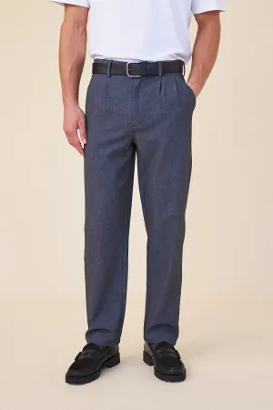 TAPERED DOUBLE PLEAT TROUSER - GREY