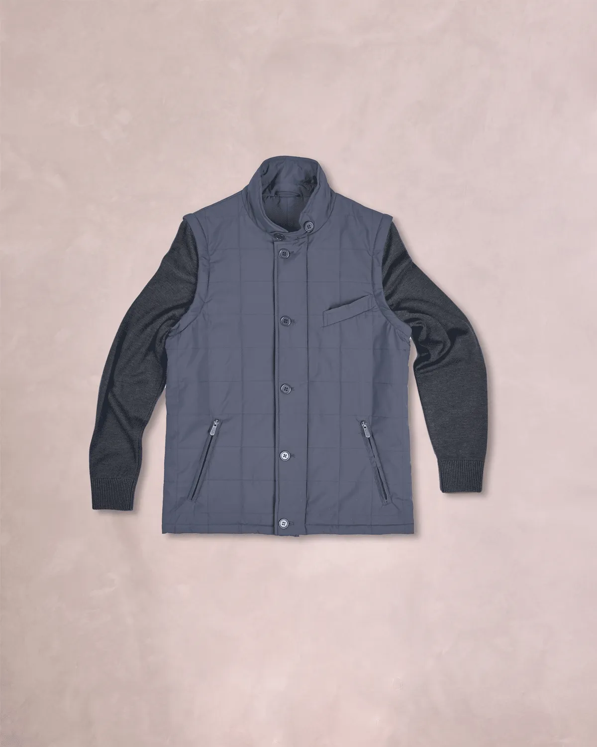 The Rhett - Nylon Vest w/Removable Knit Sleeves - Charcoal