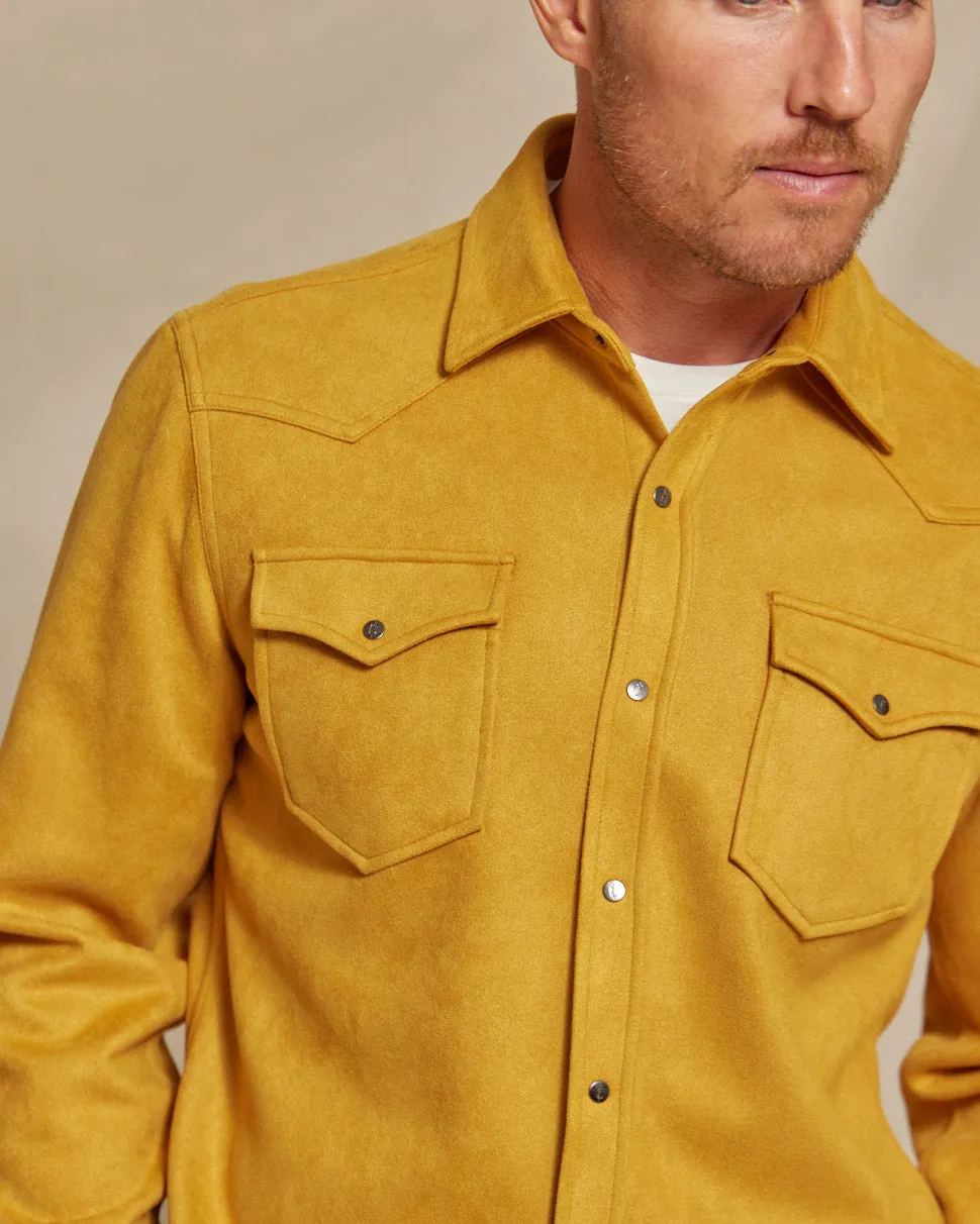 Wyatt Mens Microsuede Shirt Jacket in Dijon Yellow
