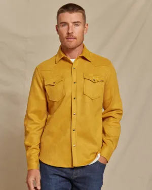 Wyatt Mens Microsuede Shirt Jacket in Dijon Yellow