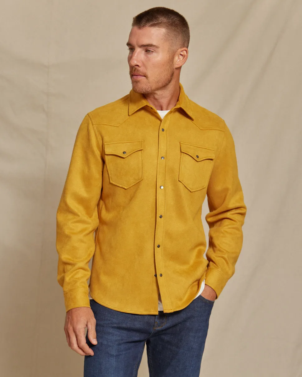 Wyatt Mens Microsuede Shirt Jacket in Dijon Yellow