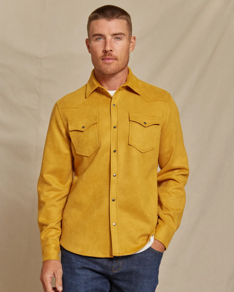 Wyatt Mens Microsuede Shirt Jacket in Dijon Yellow
