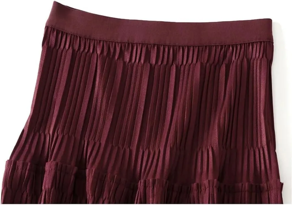 Thick Pleated Skirt Women Autumn Winter Vintage Midi Long A-Line Skirt Korean Fashion Long Skirt