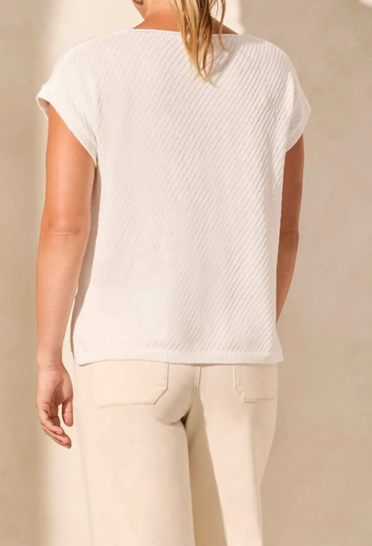 Tribal: Extended Shoulder Sweater in White