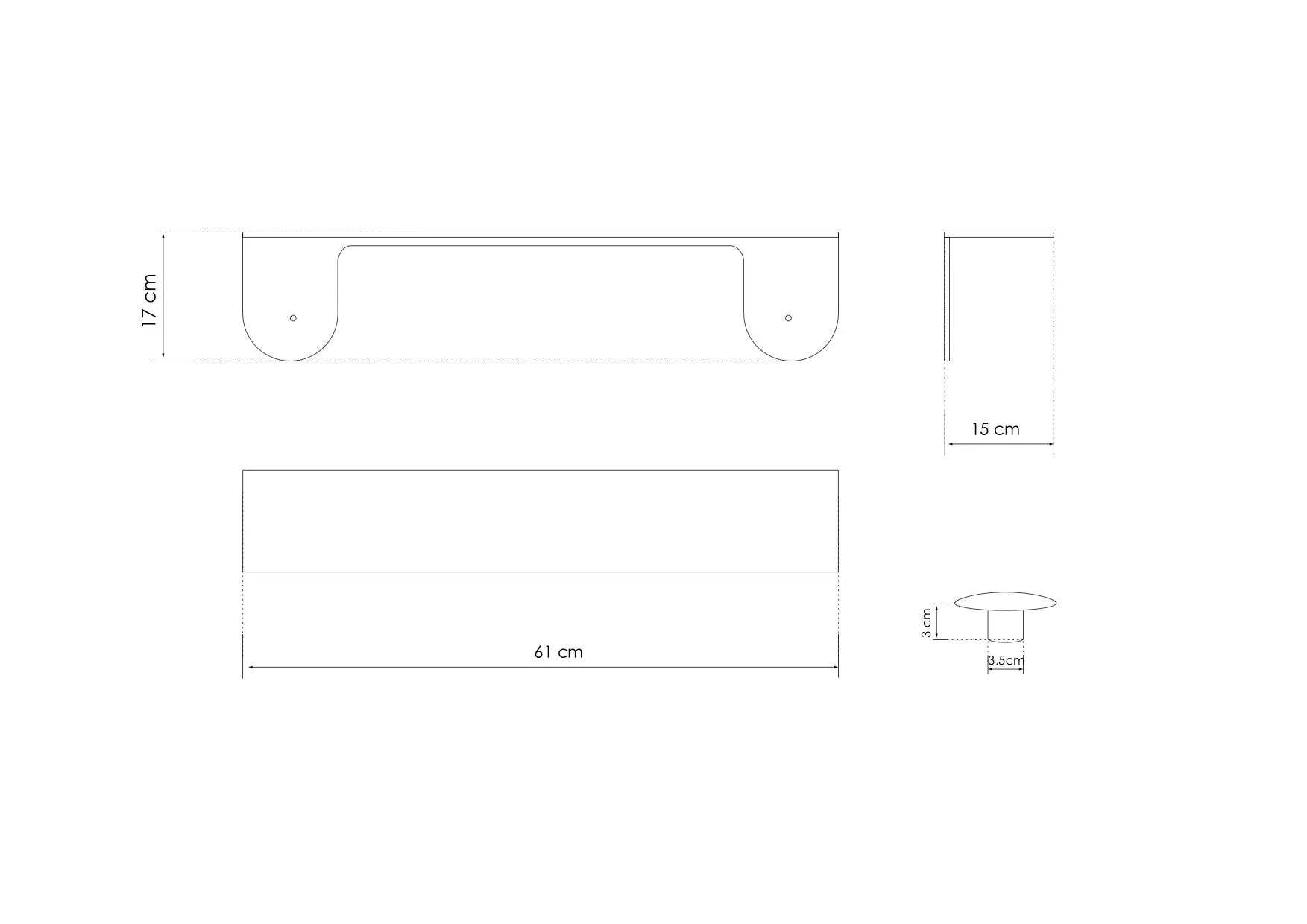 Wall Shelf with Double Dots Hooks (Cream)