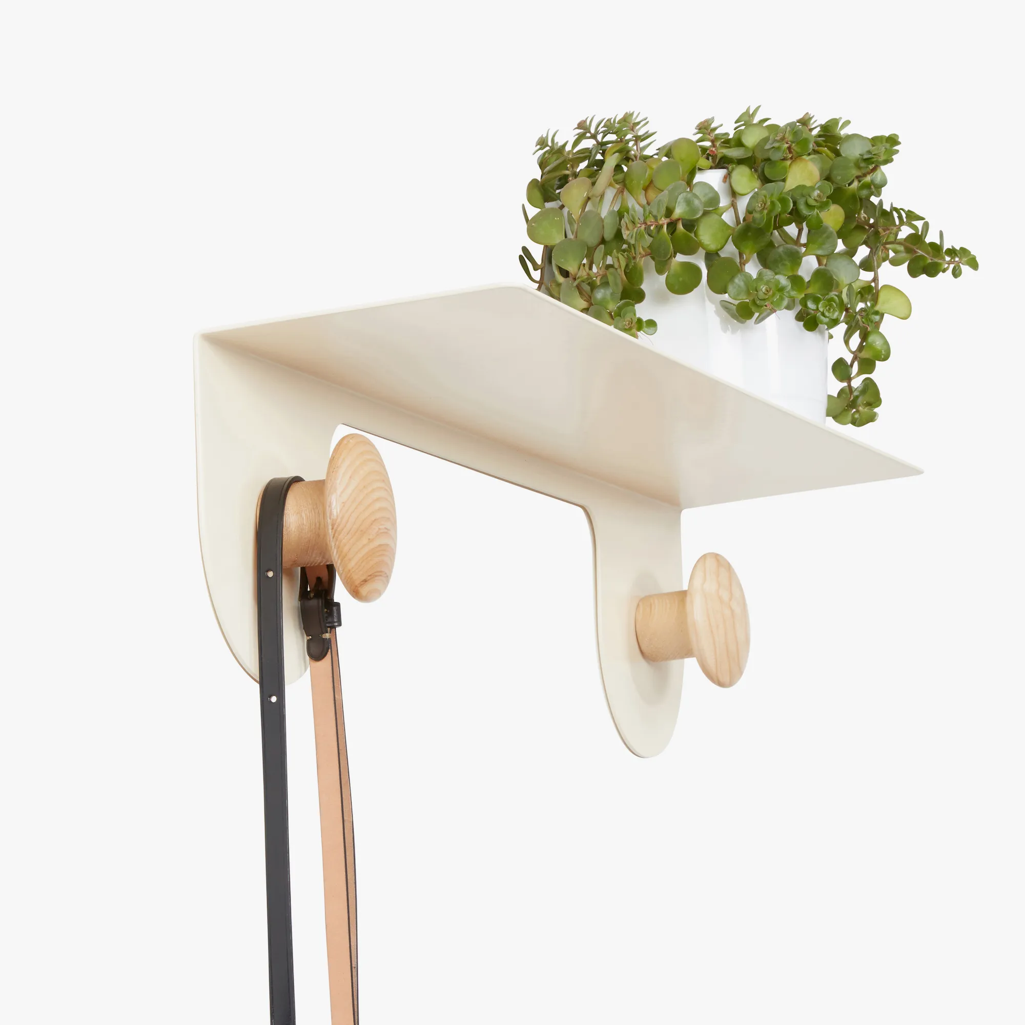 Wall Shelf with Double Dots Hooks (Cream)