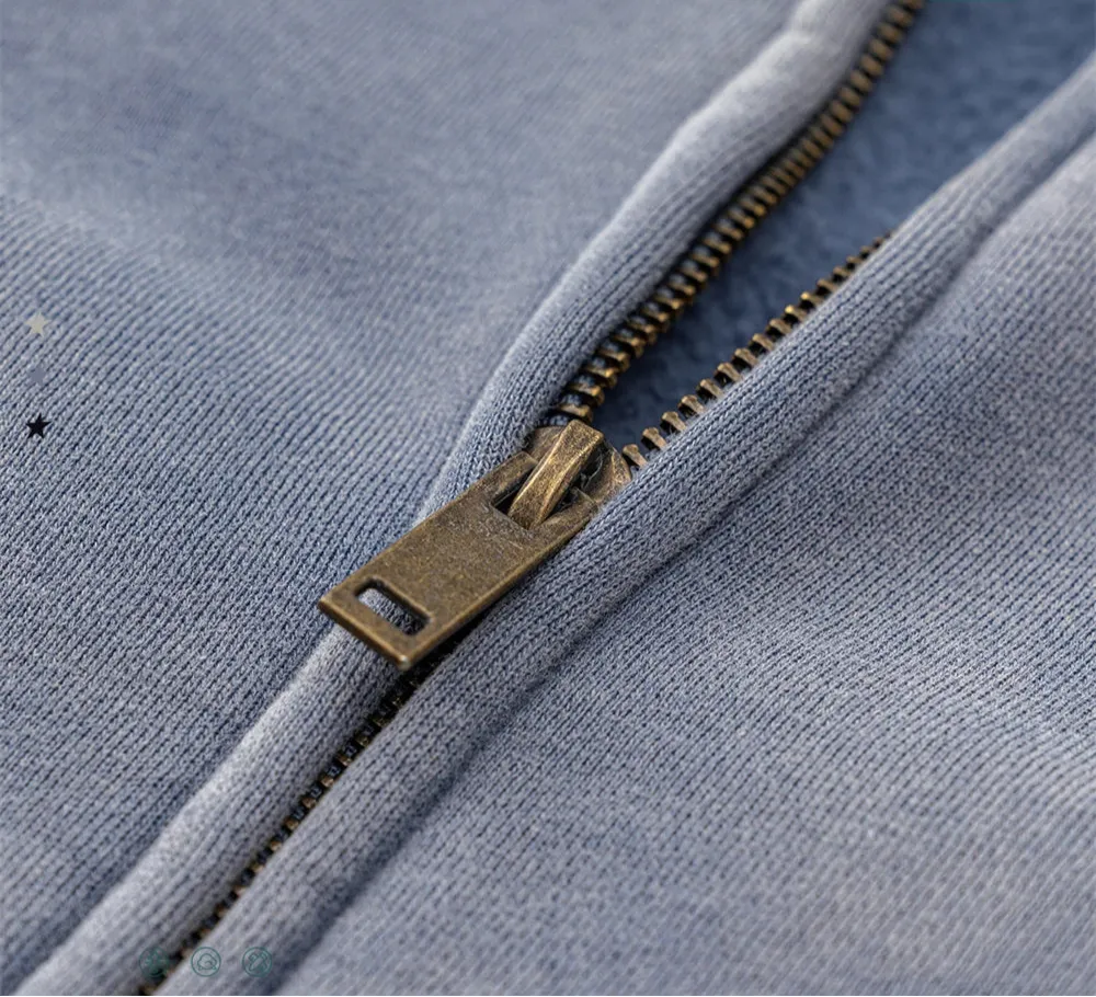 Warm thick faded washed zipper Hoodie Oversized