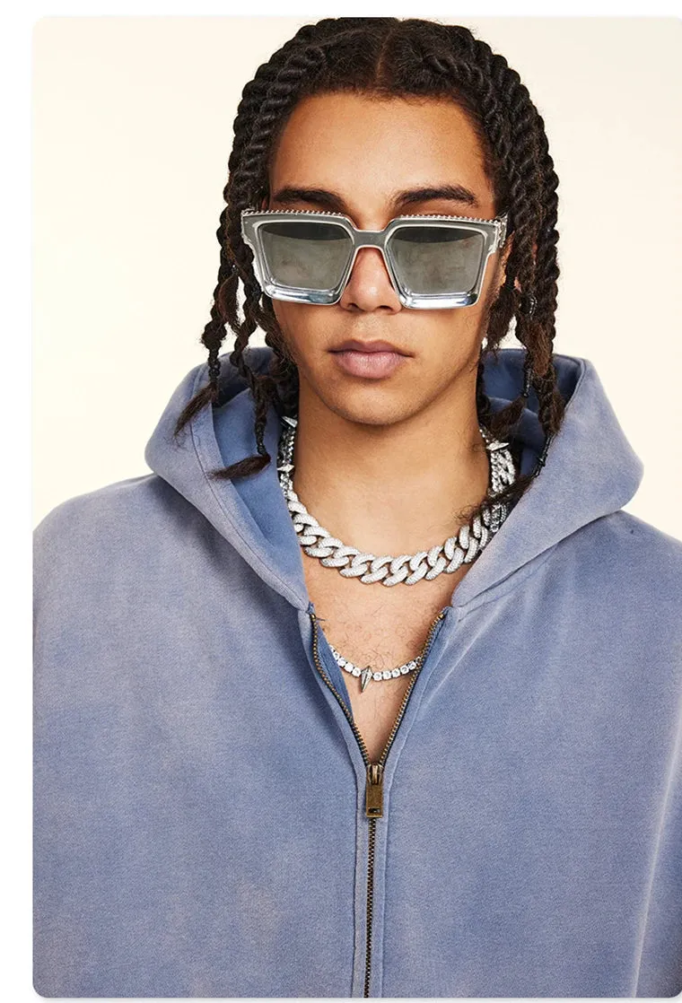 Warm thick faded washed zipper Hoodie Oversized