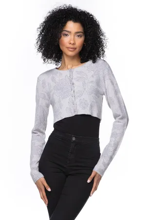 Washable Cashmere Printed Cropped Cardigan