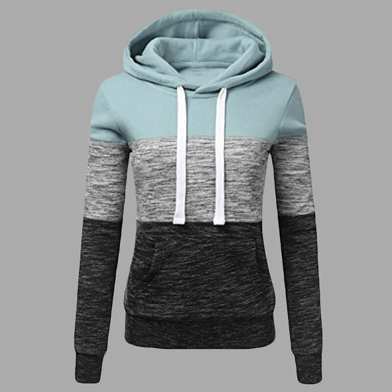 Winter Pullover Drawstring Colorblock Hoodie