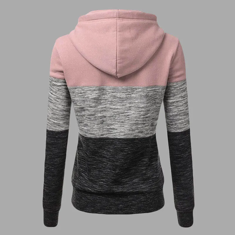 Winter Pullover Drawstring Colorblock Hoodie