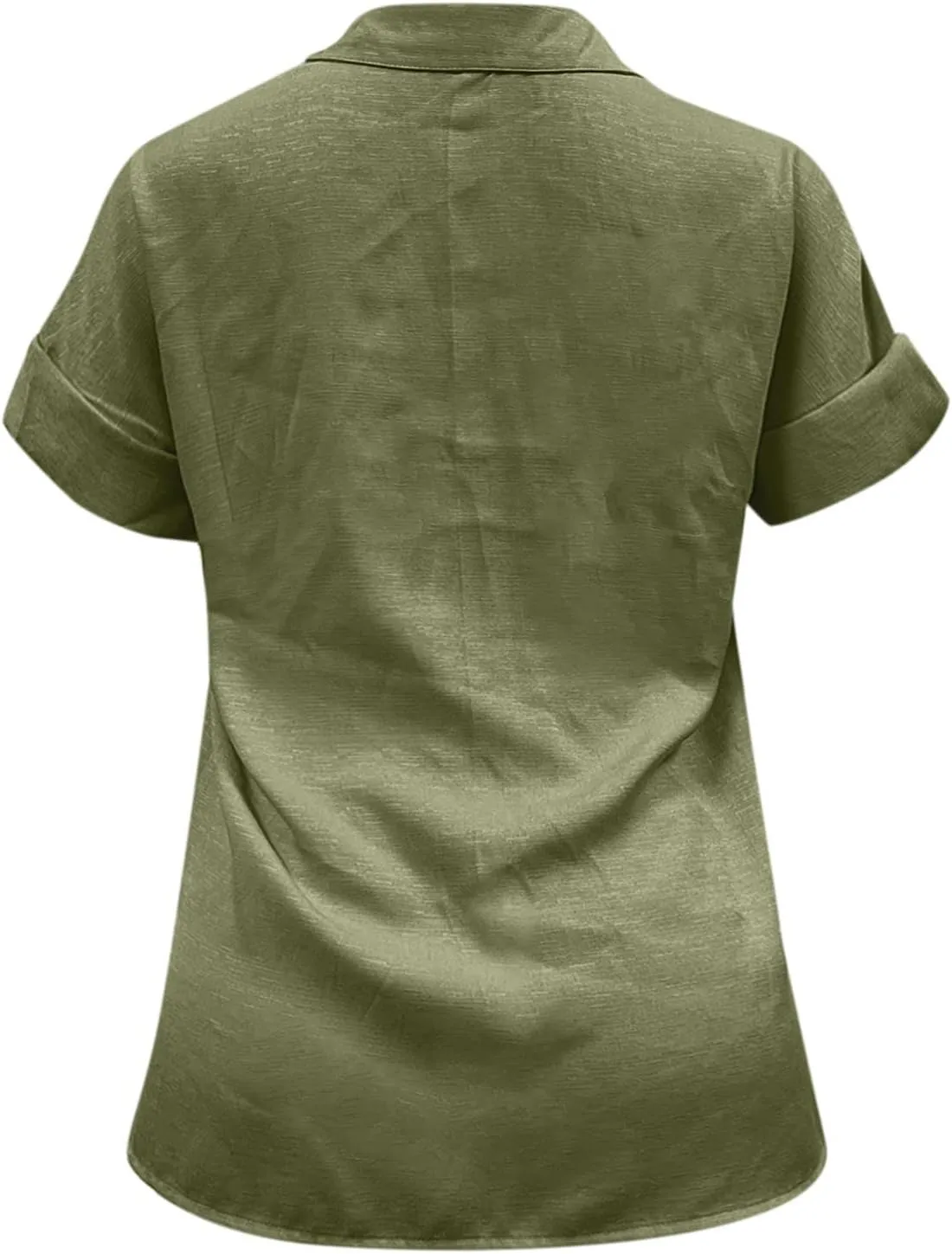 Women Short Sleeve Shirts Summer Linen Cotton Stand Button Shirts Minimalist Solid Loose Blouse Elegant Versatile Tops