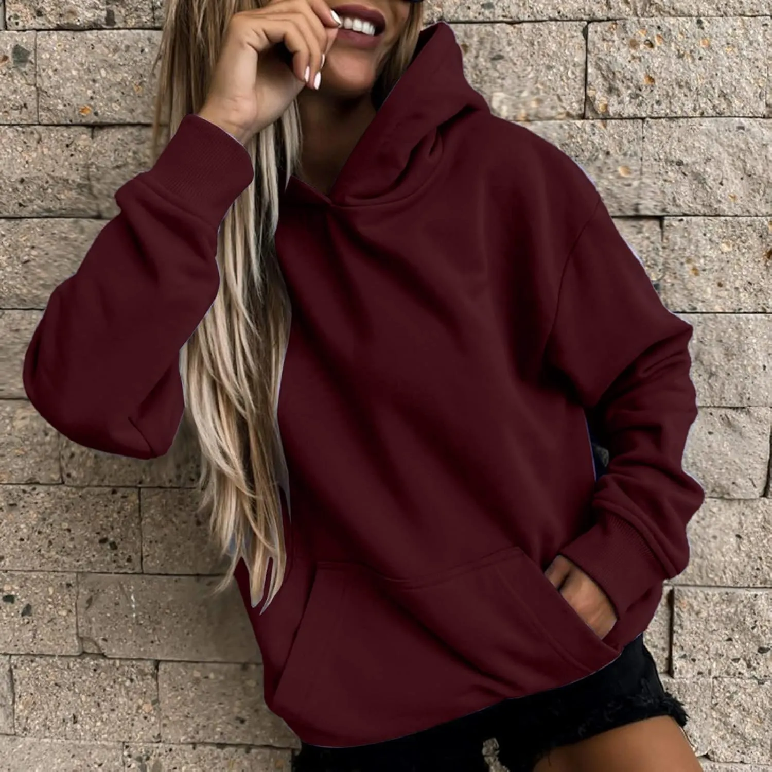 Women Y2k Hoodies Casual Oversized Sweatshirt Loose Pullover Long Sleeve Lightweight Fleece Fashion Comfy Fall Tops