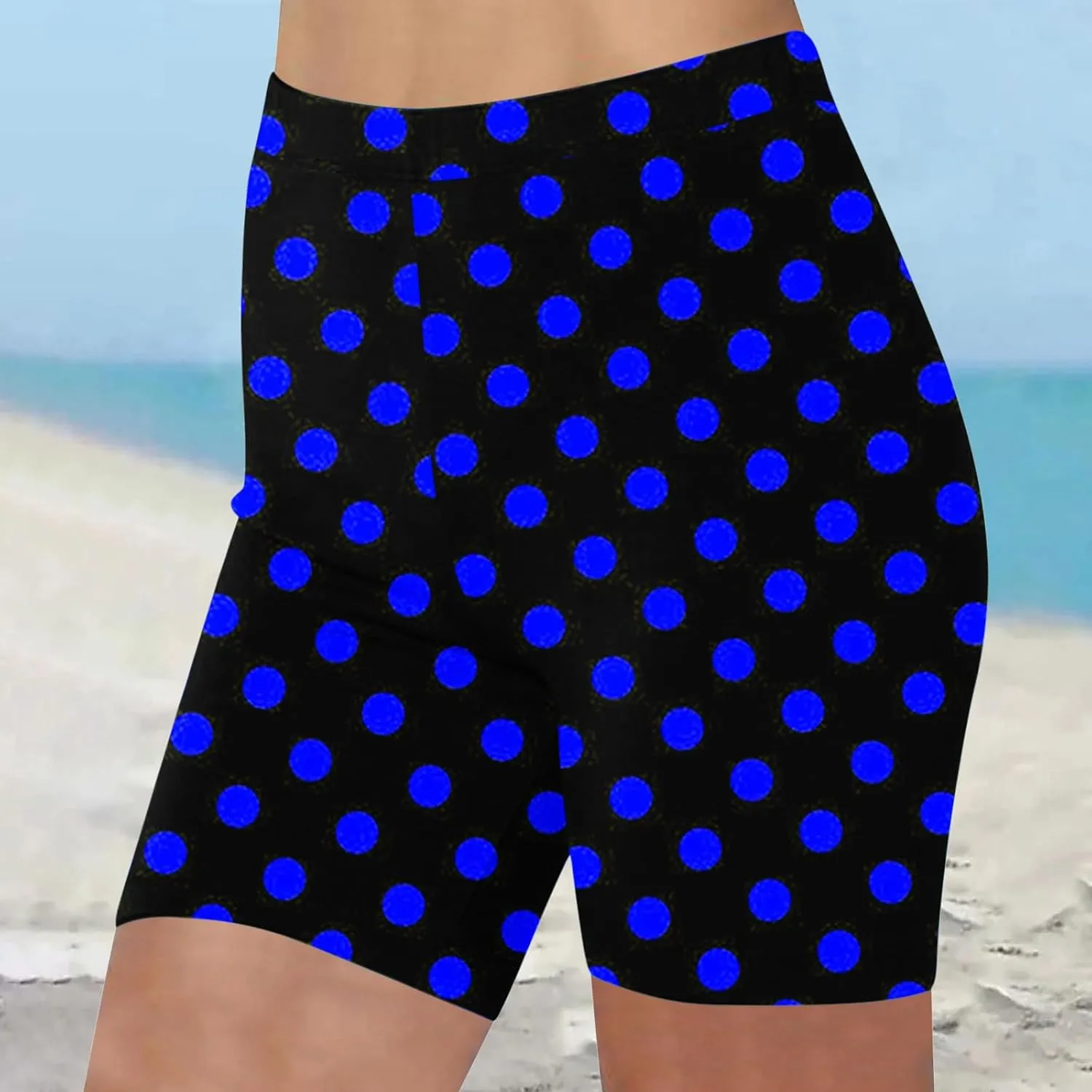 Women's Beach Shorts Casual Summer Polka Dot Print Leggings High Waist Stretchy Everyday Wear Comfortable Pants 2025