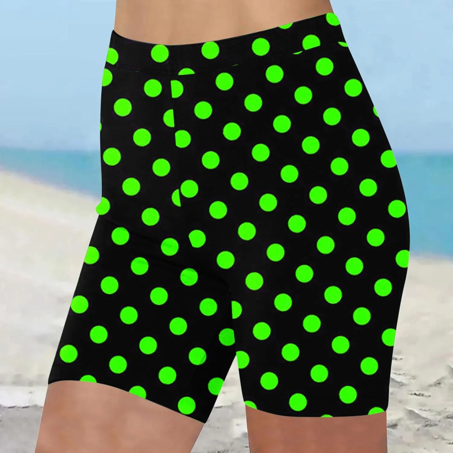 Women's Beach Shorts Casual Summer Polka Dot Print Leggings High Waist Stretchy Everyday Wear Comfortable Pants 2025