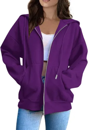 Womens Fashion Long Sleeve Zip Up Hoodies Jackets Casual Plain Fitted Fall Teen Girls Sweatshirt Coats