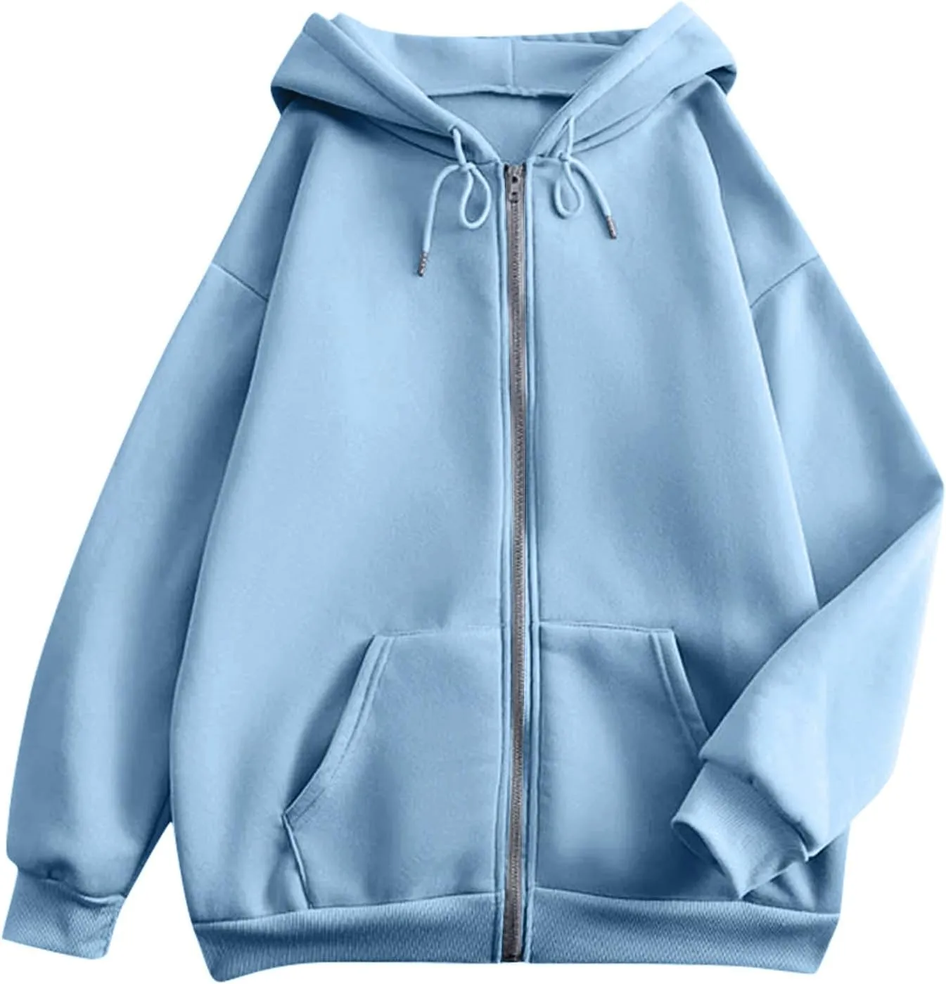 Womens Fashion Long Sleeve Zip Up Hoodies Jackets Casual Plain Fitted Fall Teen Girls Sweatshirt Coats