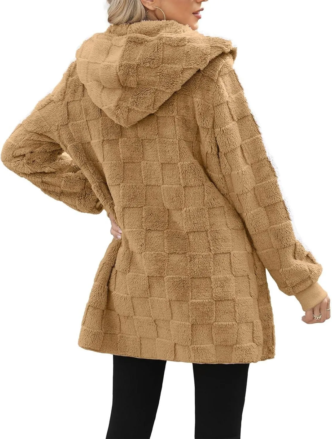 Womens Fleece Jacket Oversized Zip Up Sherpa Fuzzy Casual Coats Fall Winter Warm Outerwear 2024 Clothes with Pockets