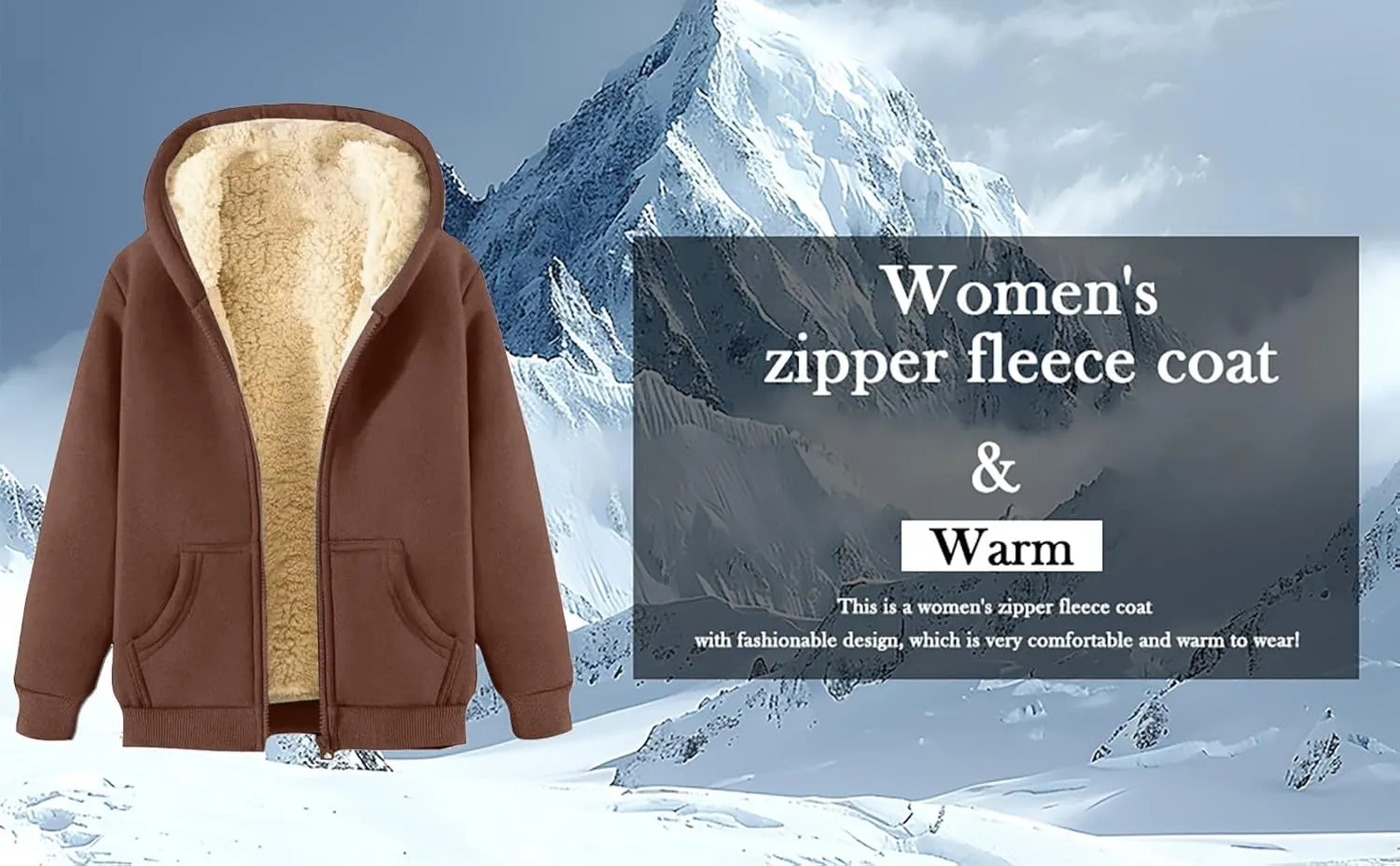Womens Fleece Jacket Plus Size Fleece Lined Hoodie Winter Warm Sherpa Lined Sweatshirts Full Zip Up Jackets Coats