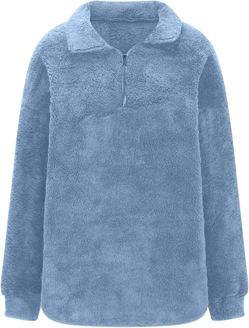 Womens Half Zip Sherpa Pullover Fuzzy Fleece Oversized Sweatshirts Long Sleeve Winter Warm Outerwear With Pockets