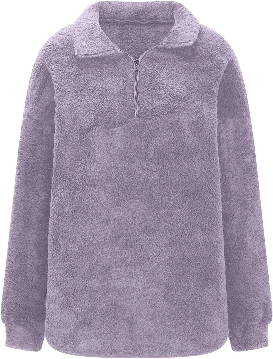 Womens Half Zip Sherpa Pullover Fuzzy Fleece Oversized Sweatshirts Long Sleeve Winter Warm Outerwear With Pockets