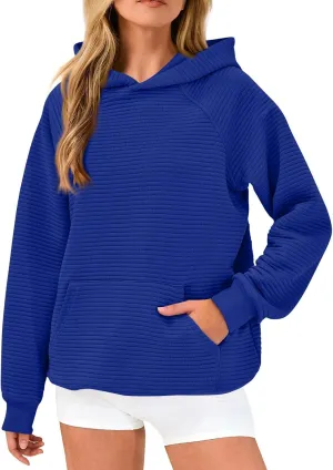Women's Long Sleeve Hoodies Fashion Comfy Plain Hoodie with Pockets Loose Pullover Tops
