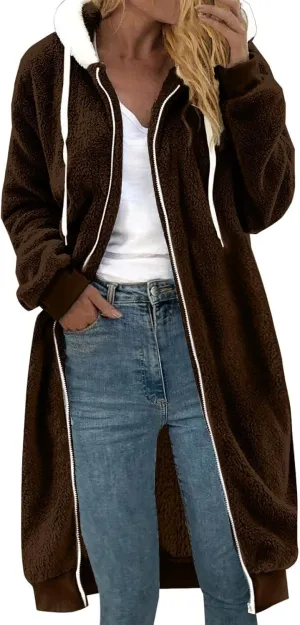 Womens Oversized Plush Sweatshirt Fleece Jacket Fuzzy Sweater Sherpa Hoodies Shaggy Warm Winter Outerwear