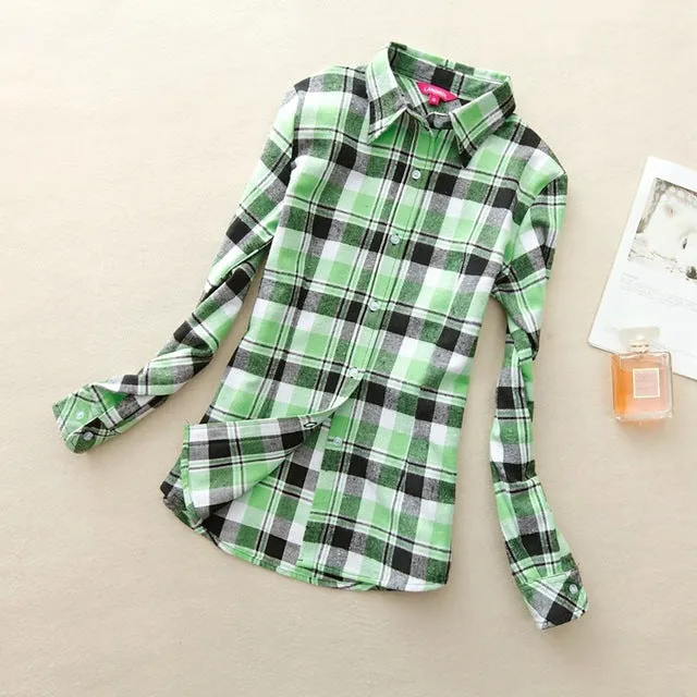 Women's Shirts 2017 autumn and winter female shirt plaid shirt women slim long sleeve cotton Blouse top female outerwear