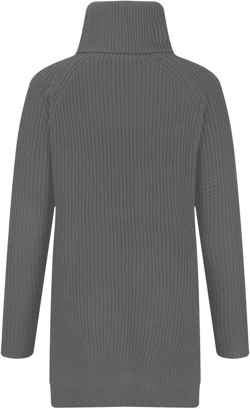 Women's Turtleneck Sweaters Slouchy Knit Chunky Sweater Fall Winter Fashion Cable Weaving Long Sleeve Pullover