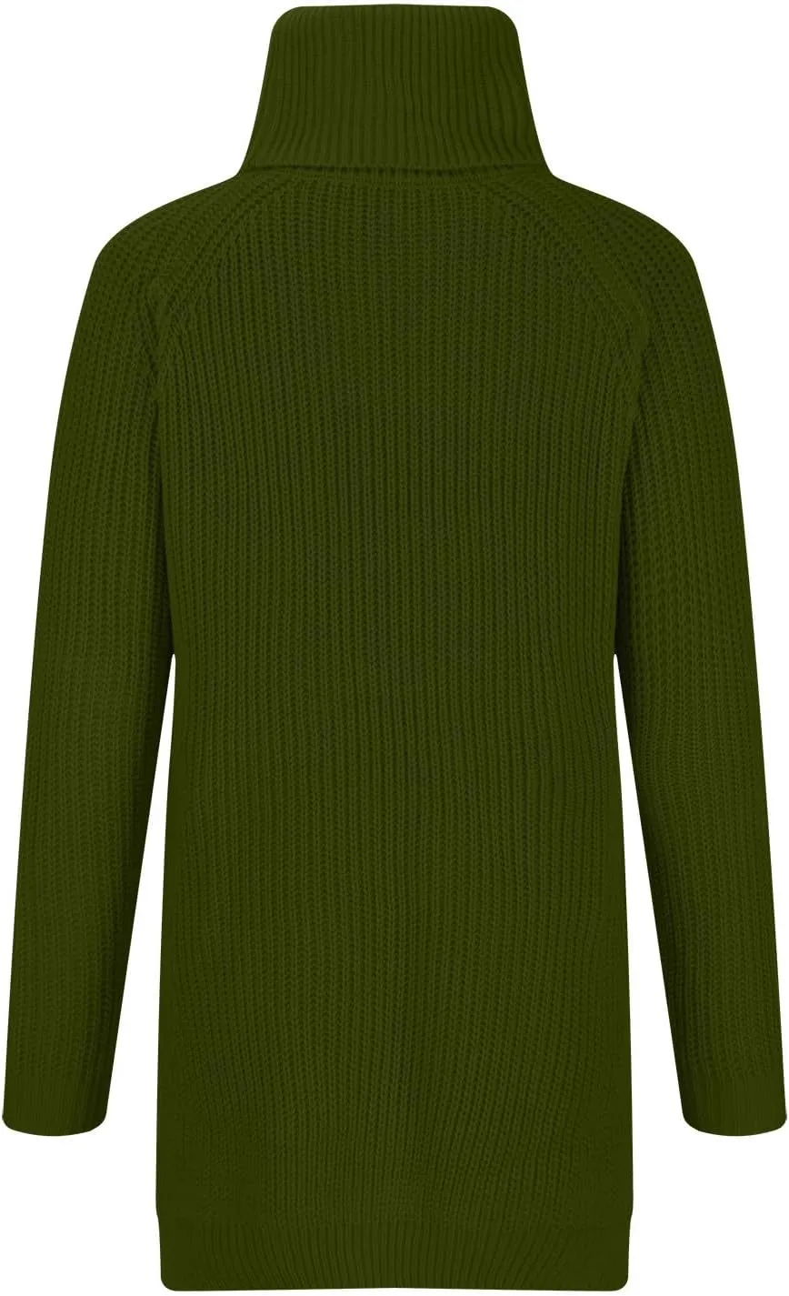 Women's Turtleneck Sweaters Slouchy Knit Chunky Sweater Fall Winter Fashion Cable Weaving Long Sleeve Pullover