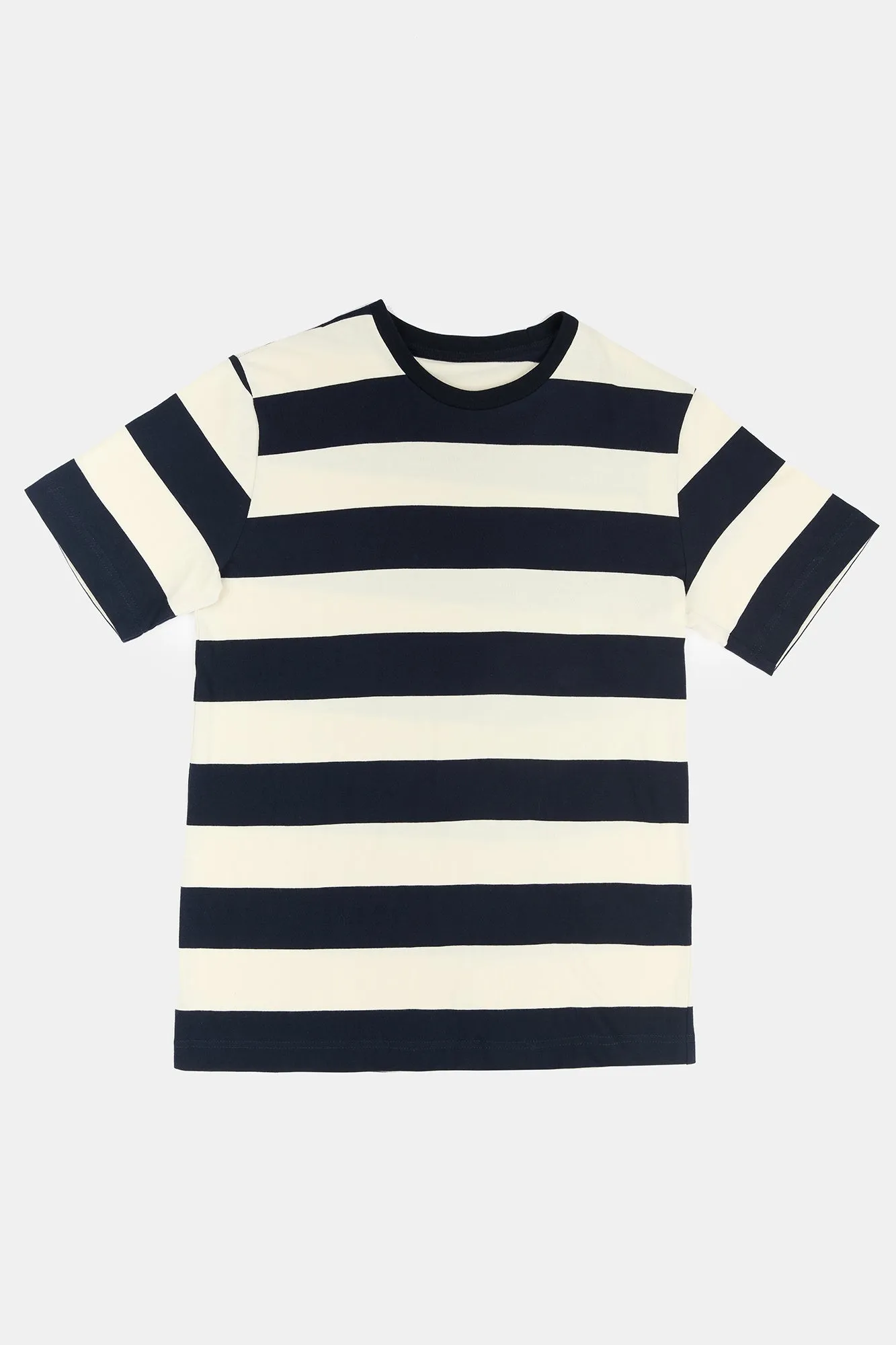 Women's Wide Stripe Short Sleeve T Shirt - Ecru/Navy