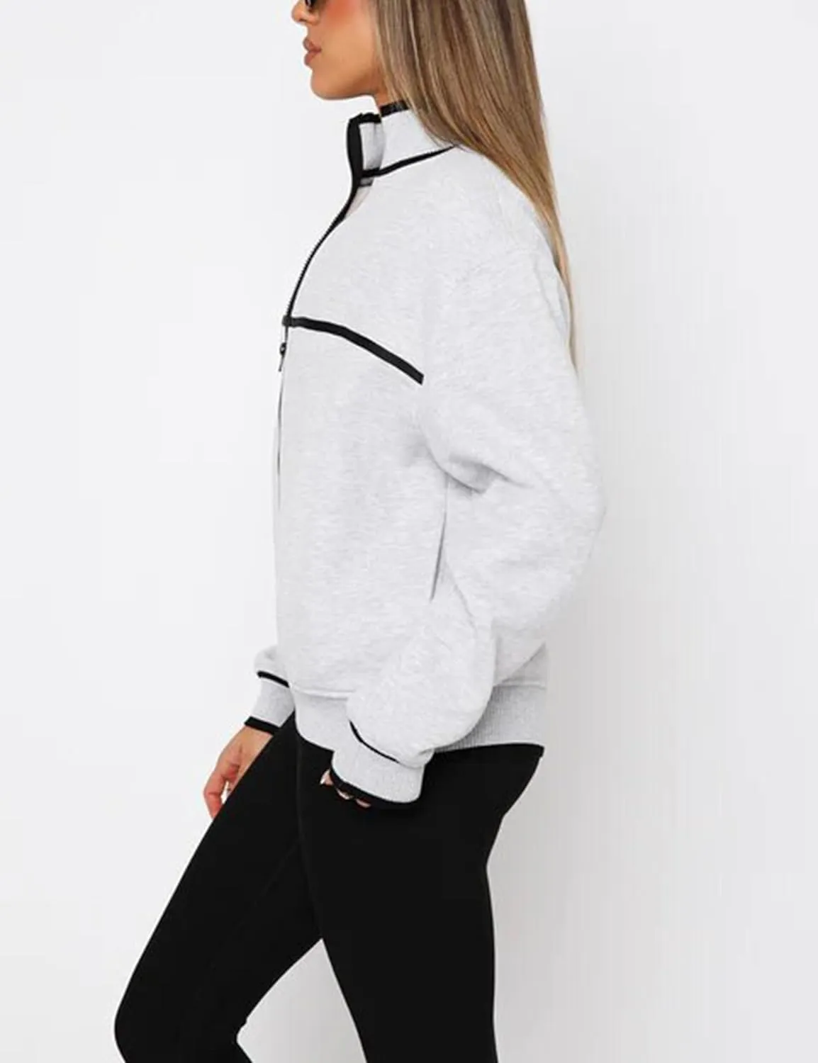 Womens Zip Up Hoodies Jackets Oversized Sweatshirts Outerwear with Pockets