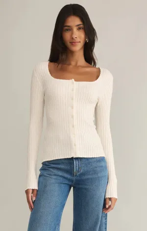 Z Supply Emilie Button Up Sweater White