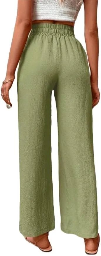 ZAFUL Women's Comfortable High Waist Pants Elastic High Waist Loose Trousers
