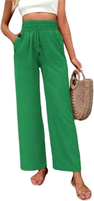 ZAFUL Women's Comfortable High Waist Pants Elastic High Waist Loose Trousers
