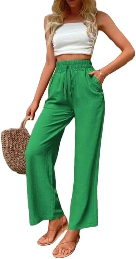 ZAFUL Women's Comfortable High Waist Pants Elastic High Waist Loose Trousers