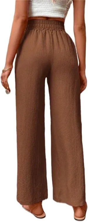 ZAFUL Women's Comfortable High Waist Pants Elastic High Waist Loose Trousers