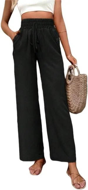 ZAFUL Women's Comfortable High Waist Pants Elastic High Waist Loose Trousers