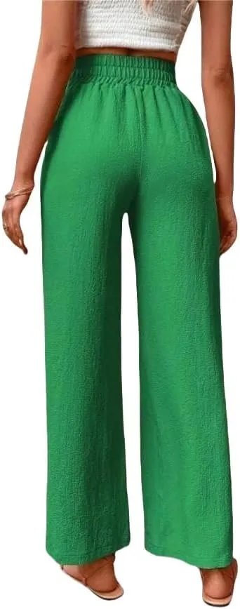 ZAFUL Women's Comfortable High Waist Pants Elastic High Waist Loose Trousers