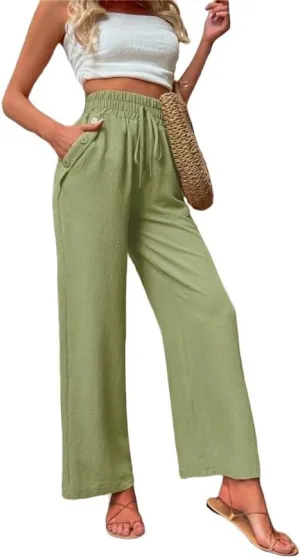 ZAFUL Women's Comfortable High Waist Pants Elastic High Waist Loose Trousers