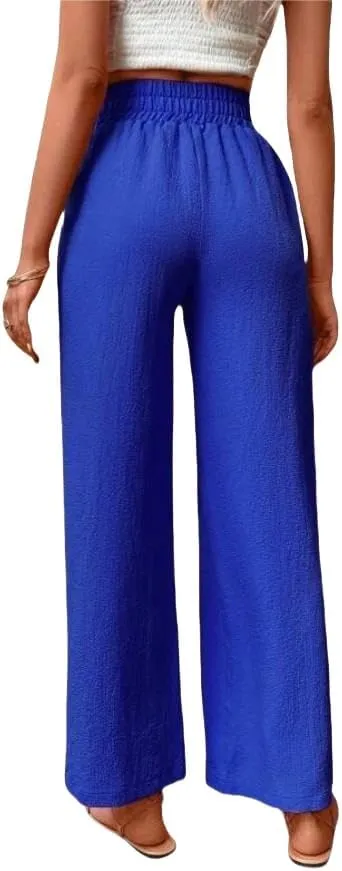 ZAFUL Women's Comfortable High Waist Pants Elastic High Waist Loose Trousers